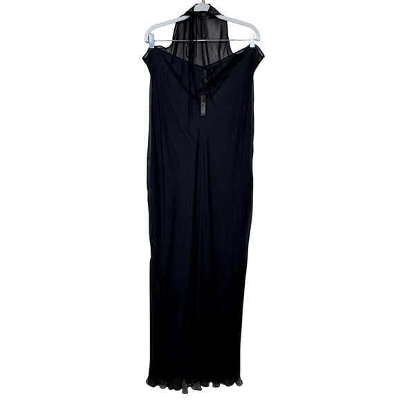 SKIMS Romance Chiffon Halter Silk Slip Dress Onyx 4X - Picture 4 of 11